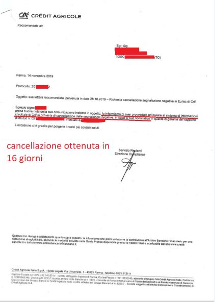 Cancellazione Credit Agricole